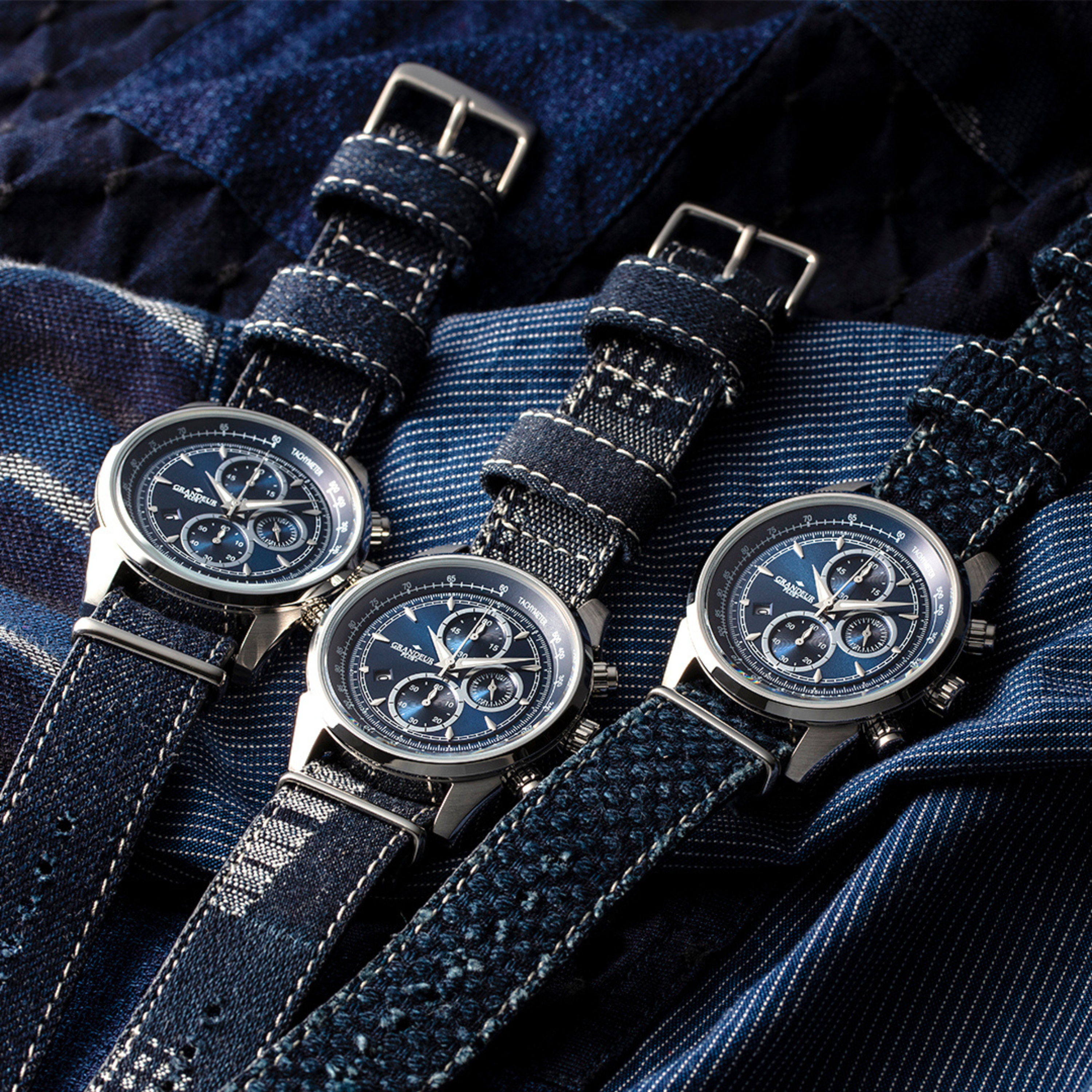 GRANDEUR Plus Second Chronograph Denim NATO Strap