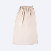 Plain Satin Pencil Skirt with Back Slit -  Blush Cream