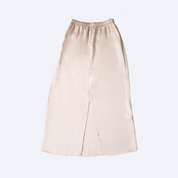 Plain Satin Pencil Skirt with Back Slit -  Blush Cream