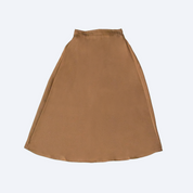 Plain Silk Pencil Midi Skirt Skirt - Dark Khaki