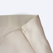 Satin Silk A Line Skirt with Half Side Slit - Cream