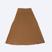 Satin Silk A Line Skirt - Khaki