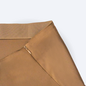 Satin Silk A Line Skirt - Khaki