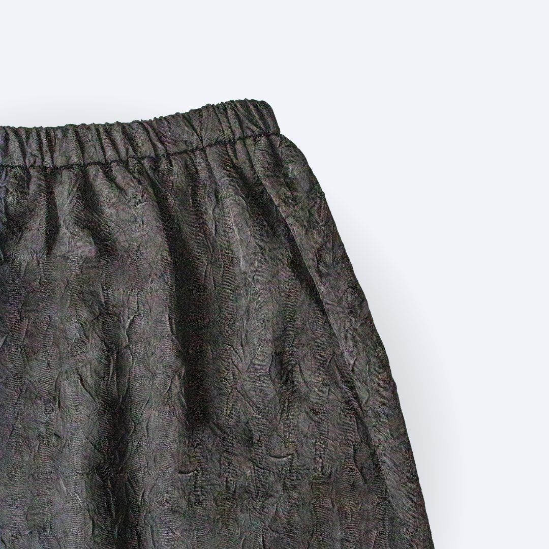 Textured Satin Pencil Skirt with 1/3 Back Slit - Greyish Black